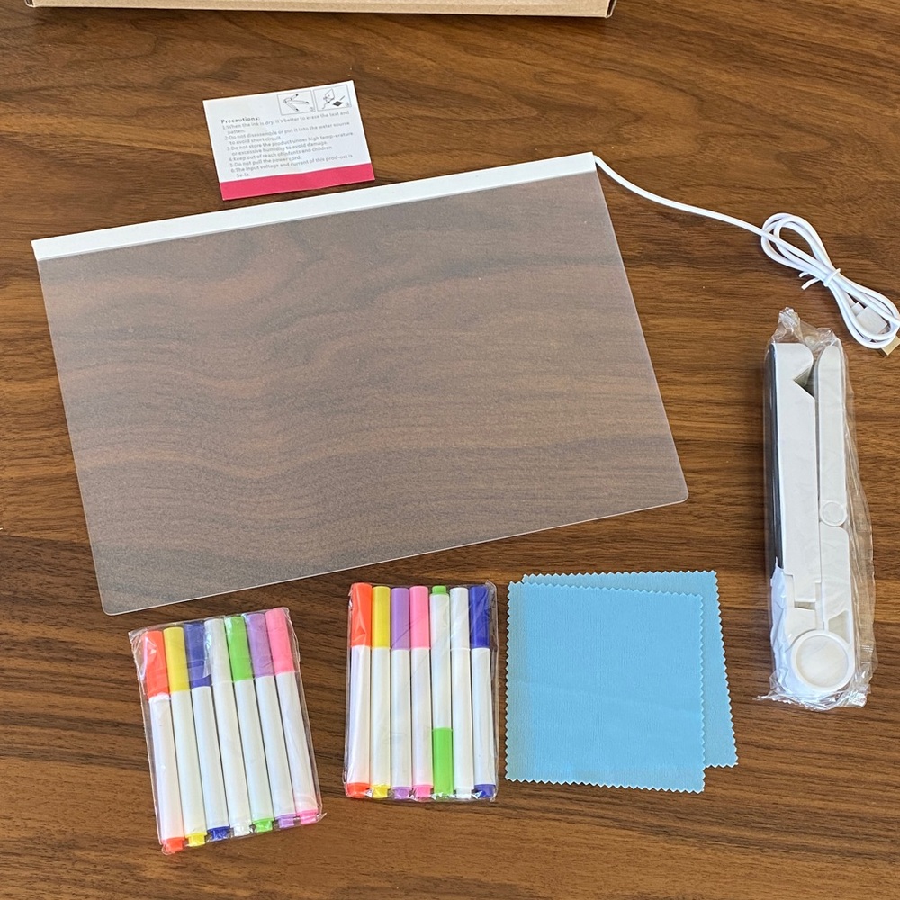 Adjustable White Tablet Stand with Colorful Markers